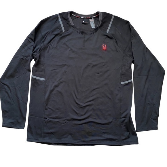 Spyder Mens Black Base Layer Long Sleeve Activewear Top Large NWOT - Picture 1 of 13